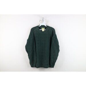 Vintage 90s Esprit Womens Large Faded Babydoll Marled Knit Sweater Green Cotton